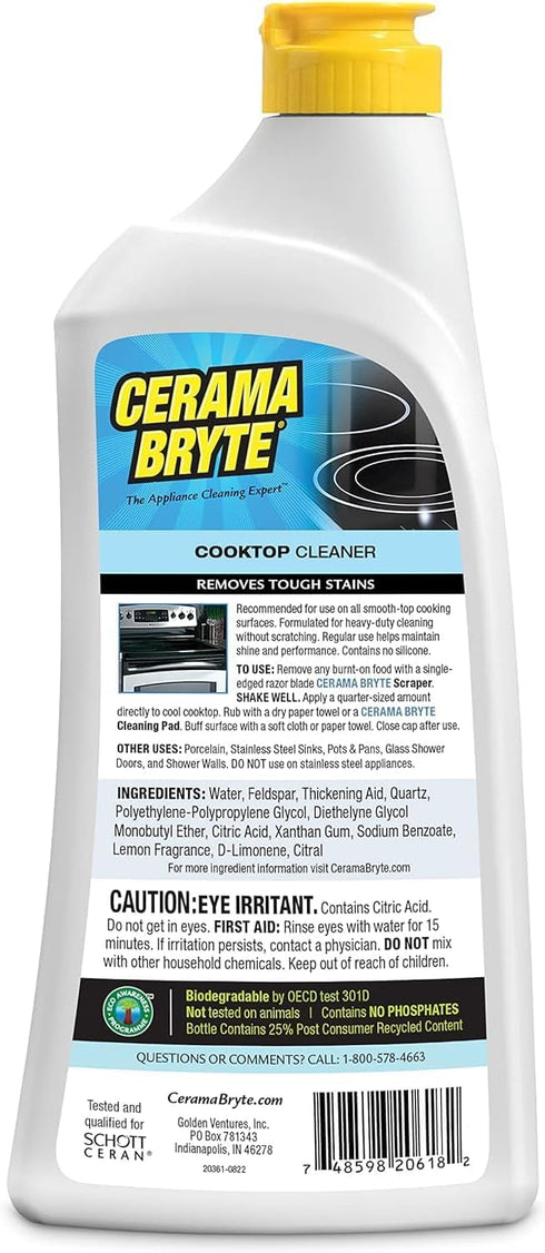 Cerama Bryte Cooktop and Stove Top Cleaner for Glass-Ceramic Surfaces, 18 Ounces, 2 Pack