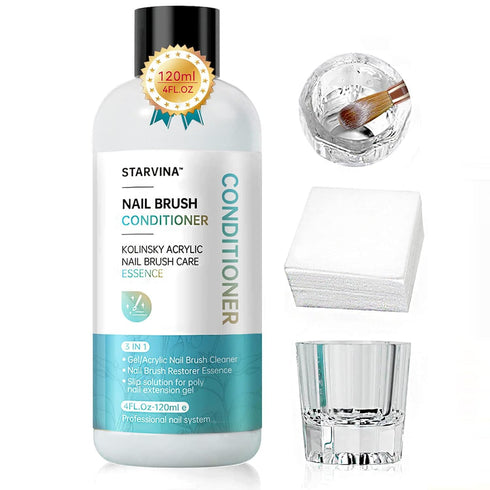 Nail Brush Cleaner 3 IN 1, Conditioner and Restorer for Solid Gel Nail Polish, 120ml