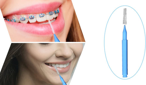 GOUWEIBA 100 pcs Disposable Interdental Brush Toothpick Dental Hygiene Flosser Tools (Mixed Color)