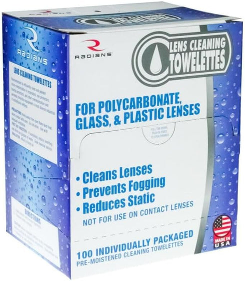 Radians LCD100 Lens Cleaning Towelettes 100 Towelettes in a box, Multi One Size
