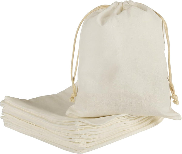 HRX Package 20pcs Muslin Bags 8x10 inches, Cotton Drawstring Bag Fabric Gift Pouches for Jewelry Party Favors Wrapping