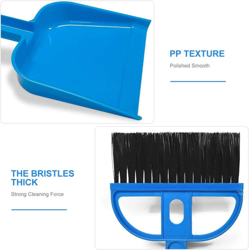 Mini Dustpan and Broom Set (Blue) Portable Plastic Brush for Desk, Home, Kitchen, and Small Animal Cleaning