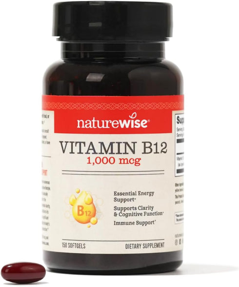 NatureWise Vitamin B12 1000 mcg - Energy Levels & Nervous System Health Support - 150 Softgels