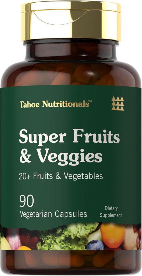 Super Fruits and Veggies Capsules, 90 Count, Vegetarian, Non-GMO & Gluten Free