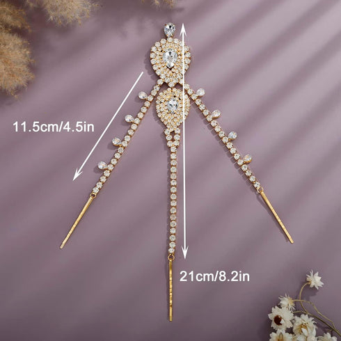 Xerling Bridal Forehead Headpiece for Wedding Zircon Crystal Dangling Tassel Head Chain Clip-on Hair Accessories for Women Boho Hair Piece for Girls