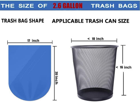 440 Counts 2.6 Gallon Clear Trash Bags ENK, Small Bathroom Trash Bags for Home Kitchen and Office