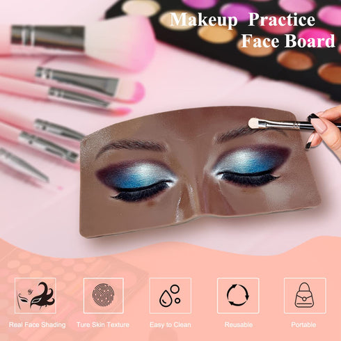 Makeup Practice Face Board, 3D Realistic Makeup Mannequin Face Set with Makeup Kit for Artists and Beginners