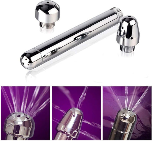 Nozzle Shower Cleaner - 3 Heads Aluminum Cleansing Colonic Douche System (Silver)