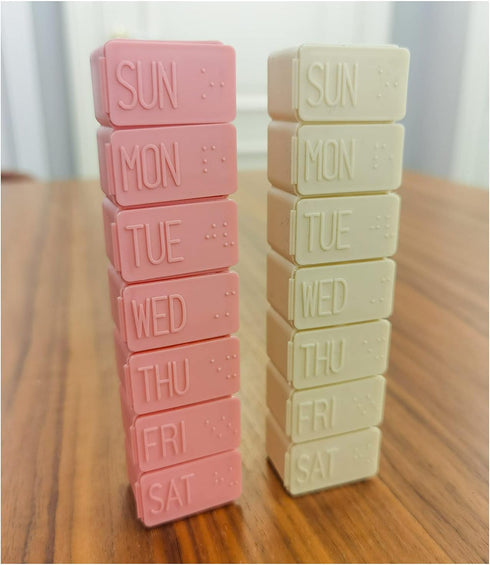 Toeah 2Pack 7 Pill Organizer Am Pm Pill Organizer Day with Braille Pill case Vitamins Fish Oil Supplements