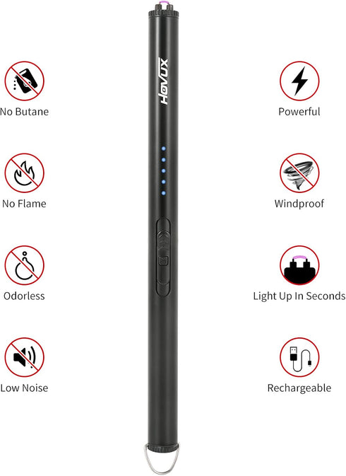 HOVUX Upgraded USB Electric Candle Lighter - Rechargeable Arc Plasma Lighter with LED Battery Display