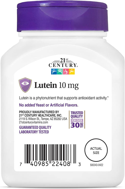 21st Century Lutein Tablets, 10 mg, 60 Count