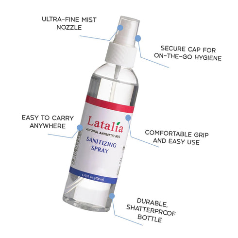 Pack 6 6.67 oz 80% Latalia Unscented Hand Sanitizer Spray Refill of | Fl with Alcohol Bulk Hand Sanitizer Travel Size