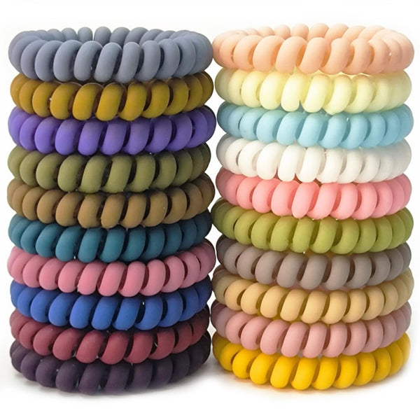 Spiral Hair Ties 20 Pieces, No Crease Coil Hair Ties, No Damage Elastics Hair Coils, Traceless Plastic Hair Bands