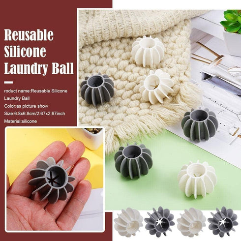 6Pcs Gray Laundry Ball Silicone Pet Hair Remover, Reusable Lint and Hair Remover Balls for Laundry Machine