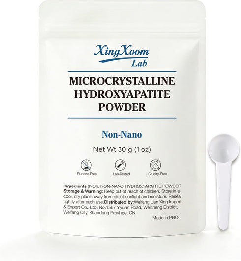XingXoom Lab Microcrystalline Hydroxyapatite Powder (Non-Nano) 100% Natural Tooth Powder for Gentle Enamel