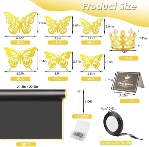MAGIDOVE 20 Sheets Flower Bouquet Wrapping Paper Set Waterproof Flower Wrapping Paper with Flower Pins Ribbons 3D Butterflies Crowns Greeting Cards
