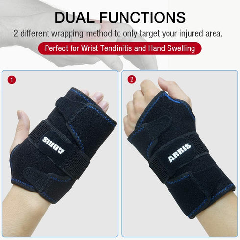 Wrist Ice Pack Wrap for Carpal Tunnel Relief, Hand Support Brace with 2 Reusable Gel Packs for Injuries