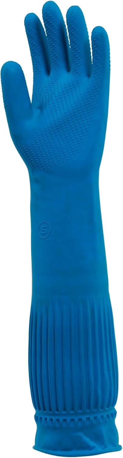 ETERNA Extra Long Gloves for Laundry, Kitchen, Household Cleaning, Size M, Brush Effect on Fingers, 3.63 Oz