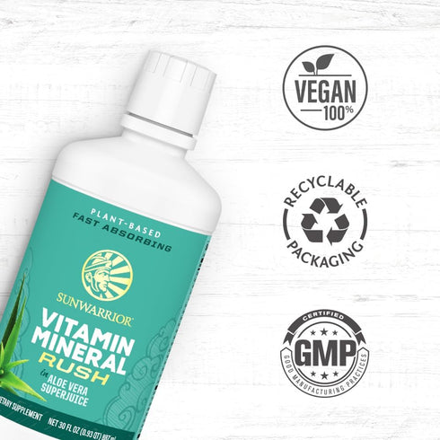 Sunwarrior Liquid Multivitamin & Minerals with Aloe Vera for Men and Women | 30 Fl Oz | Vegan, Gluten Free, Sugar Free