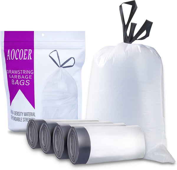 8 Gallon Small Garbage Bags - Drawstring Trash Bags, 45 Count