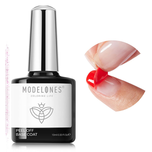 modelones Lamp Free Peel off Gel Base Coat, Easy Removal Foundation for Gel Nail Polish, 10ml