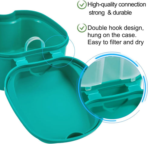 2 Pack Color Retainer Cleaner Case, Denture Cups for Soaking Dentures, Travel Container with Lid