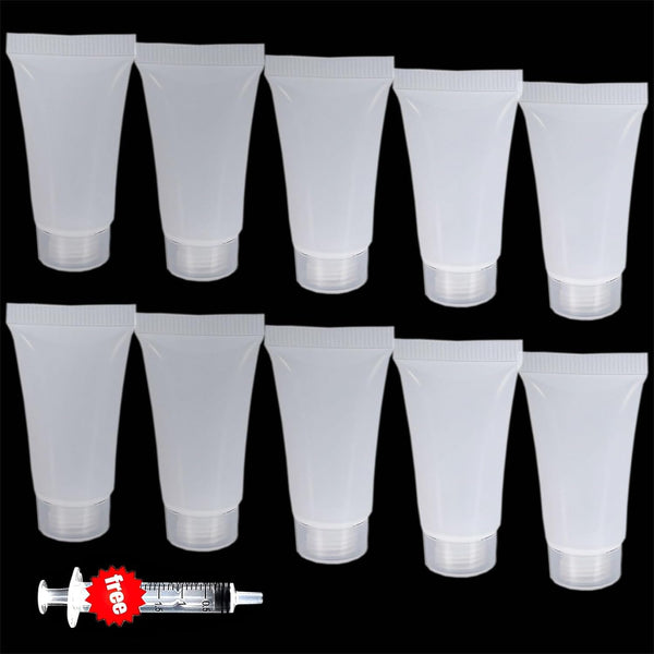 OIIKI 10PCS Refillable Travel Tubes, 5ml Empty Clear Plastic Squeeze Bottles for Facial Cleanser and Lotion