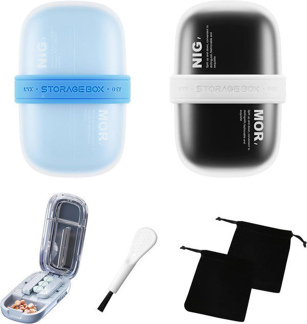 Travel Pill Organizer,Medicine Pill Box Case&Pill Cutter for Small Tiny Pills,1/2 Pill