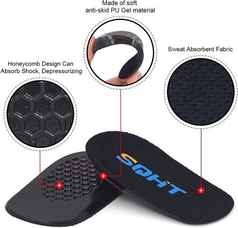 SQHT Height Increase Insoles - Heel Lift Inserts for Men and Women, Small (0.6" Height) for Leg Length Discrepancies