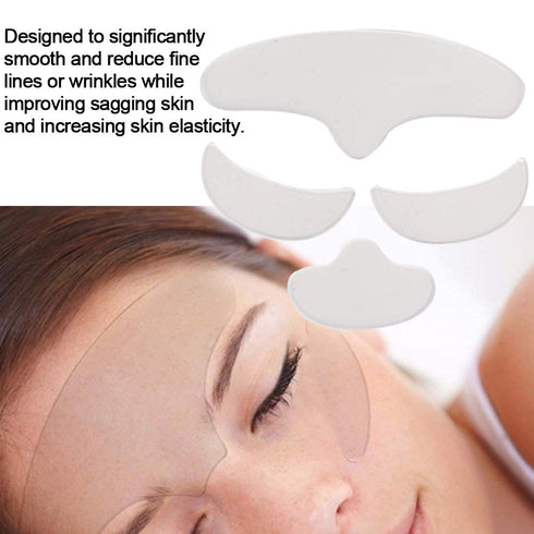ZJchao Wrinkle Patches, 4Pcs Anti Wrinkle Silicone Patch Pad, Reusable Forehead Eye Face Chin Patch for Women