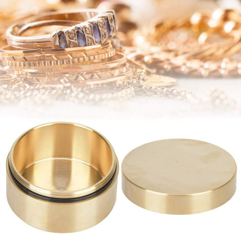 Round Storage Box Pill Case, Outdoor Waterproof Brass Container, Leakproof Mini Accessories for Travel