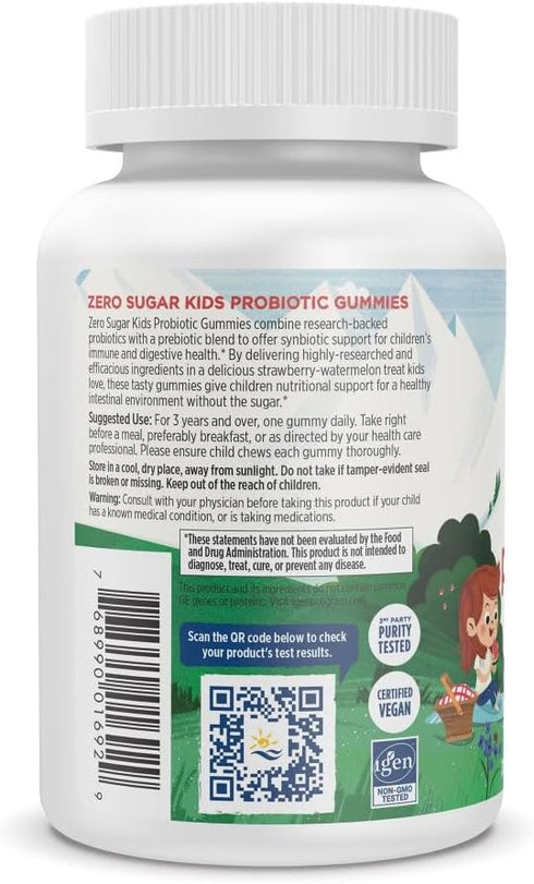 Nordic Naturals Zero Sugar Kids Probiotic Gummies, 30 Gummies, Strawberry Watermelon Flavor