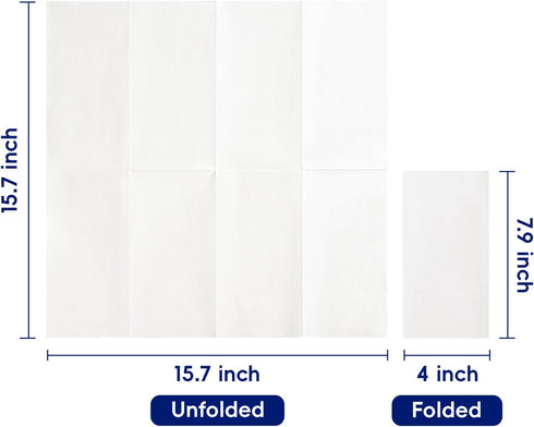 JOLLY CHEF 200 Pack Disposable Paper Napkins, 2-Ply White Hand Towels for Guests, Soft Bathroom Napkins for Events