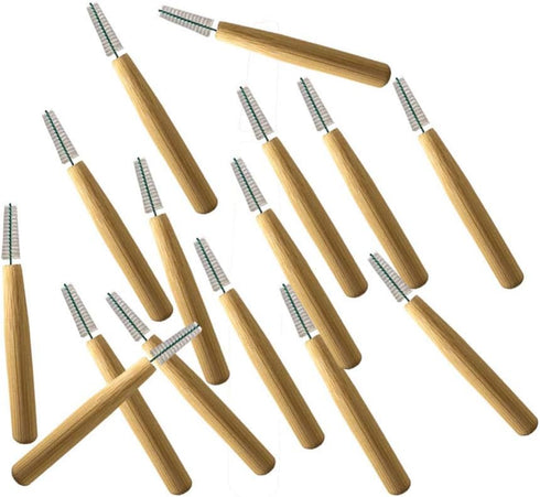 50 PCS Bamboo Interdental Brush Tooth Flossing Head Cleaners for Braces and Oral Care
