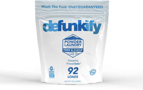 Defunkify Powder Laundry Detergent, Free & Clear, Odor Crushing & Stain Removing Power, 92 Loads (55 oz)