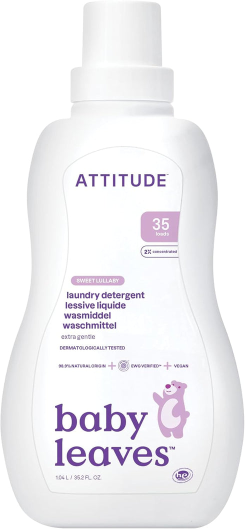 ATTITUDE Baby Laundry Detergent, EWG Verified, Plant-Based, HE Compatible, Sweet Lullaby, 35 Loads, 35.5 Fl Oz