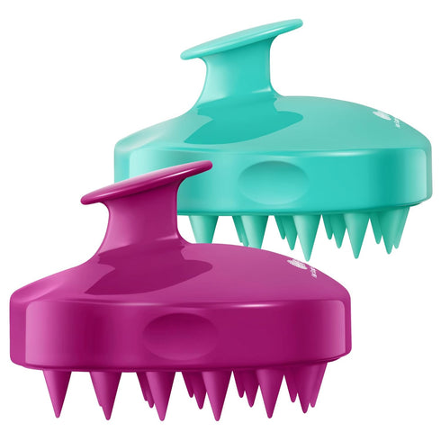 HEETA Hair Scalp Massager Shampoo Brush 2 Pack, Waterproof Hair Scrubber for Men & Women, Soft Silicone Bristles (Green