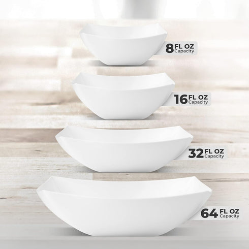 Posh Setting 4 Pack Small White Plastic Serving Bowls, Heavy Duty Disposable Candy Snack Buffet Salad Bowls