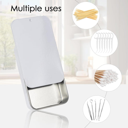 6 Pack Portable Dental Floss Case, Refillable Travel Pick Organizer, Metal Sliding Dispenser for Teeth Cleaning