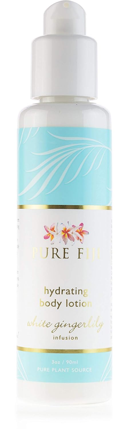 PURE FIJI Body Lotion, Hydrating Moisturizing Lotion for Dry Skin, 3 oz, White Gingerlily Scent