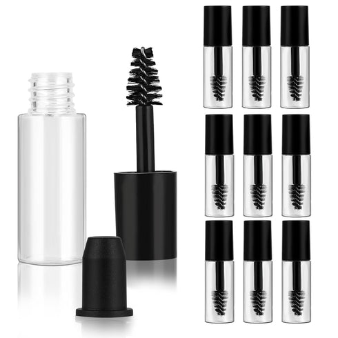 10 PCS Mini 3ml Empty Mascara Tubes with Eyelash Wand, Rubber Inserts for DIY Mascara, Travel Kit