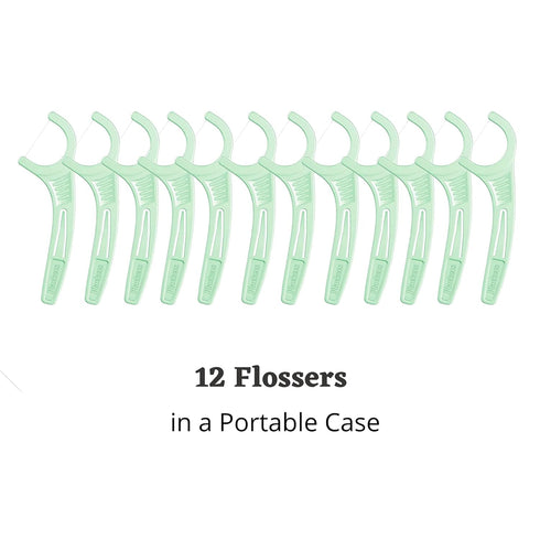 Plackers Micro Flosser with Travel Case - Mint, 12 Count, 4-Pack