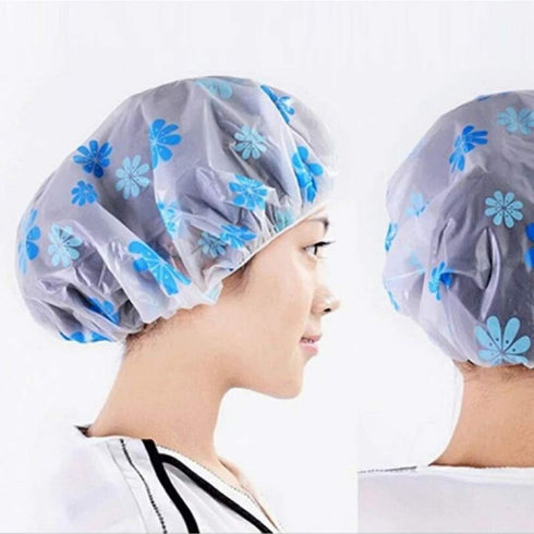 Shower Caps, 3 Pcs Waterproof Bath Caps with Elastic Band, Reusable Bath Hair Hat for Women Ladies Spa Salon