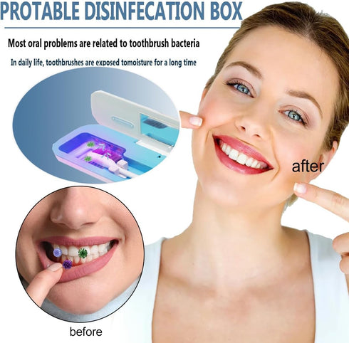 STB-062 UV-C Toothbrush Case for Travel, Portable Toothbrush Case with Holder, USB-C or AA Battery Powered, Plastic