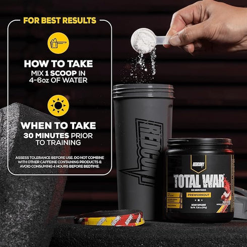 REDCON1 Total War Pre Workout Powder, Blue Lemonade | Beta Alanine + Citrulline Malate | 30 Servings, Keto Friendly,