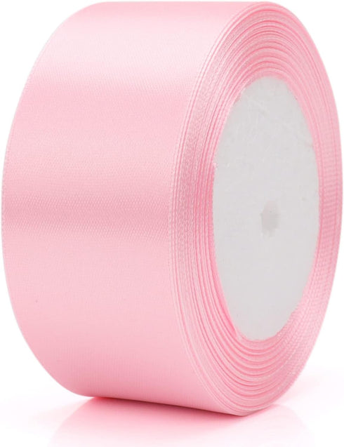 25 Yards Satin Ribbon, 1-1/2 Inches Wide for Wedding, Party, Gift Box Packaging (Pale Pink)