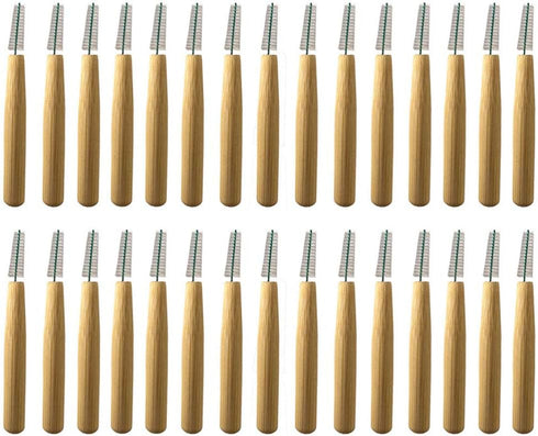 50 PCS Bamboo Interdental Brush Tooth Flossing Head Cleaners for Braces and Oral Care