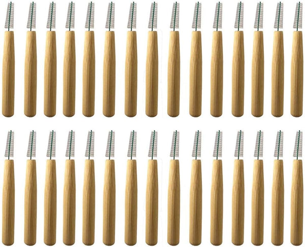 50 PCS Bamboo Interdental Brush Tooth Flossing Head Cleaners for Braces and Oral Care