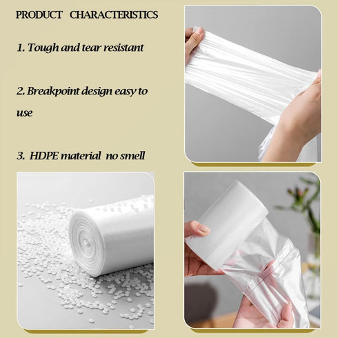 Small Trash Bags 4 Gallon, 110 Count, Clear Waste Basket Liners for Bathroom, Kitchen, Bedroom, 5 Gallon