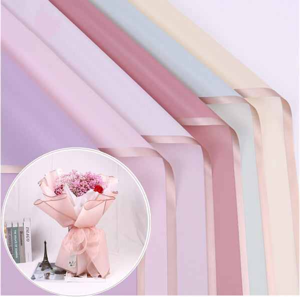 Maomoto 24 Count/12 Colors Gold Edge Flower Wrapping Paper, Waterproof Floral Wrapping Paper for DIY Crafts